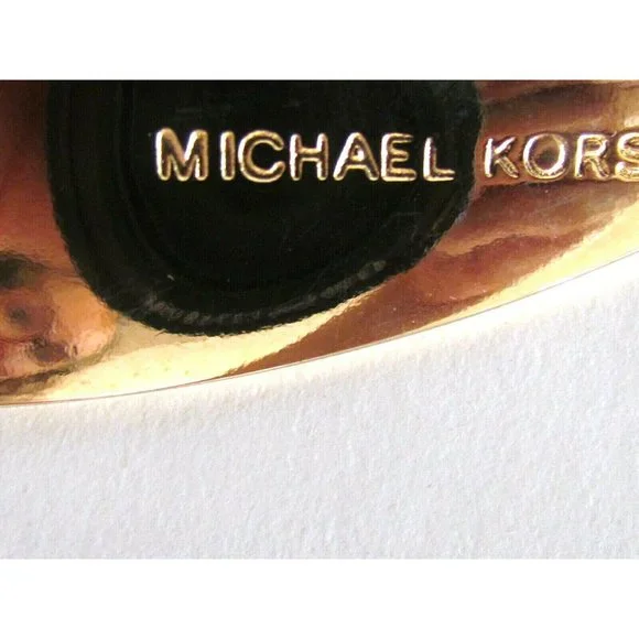 Michael Kors Collection Black Patent Leather Gold Tone Buckle Designer Belt Med